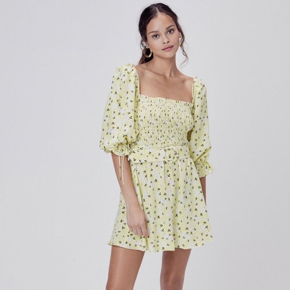 For love and lemons chrysanthemum mini dress yellow NWT xs